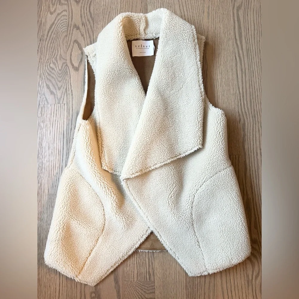 Velvet by Graham & Spencer Faux Suede Shearling Draped Lined Reversible Vest